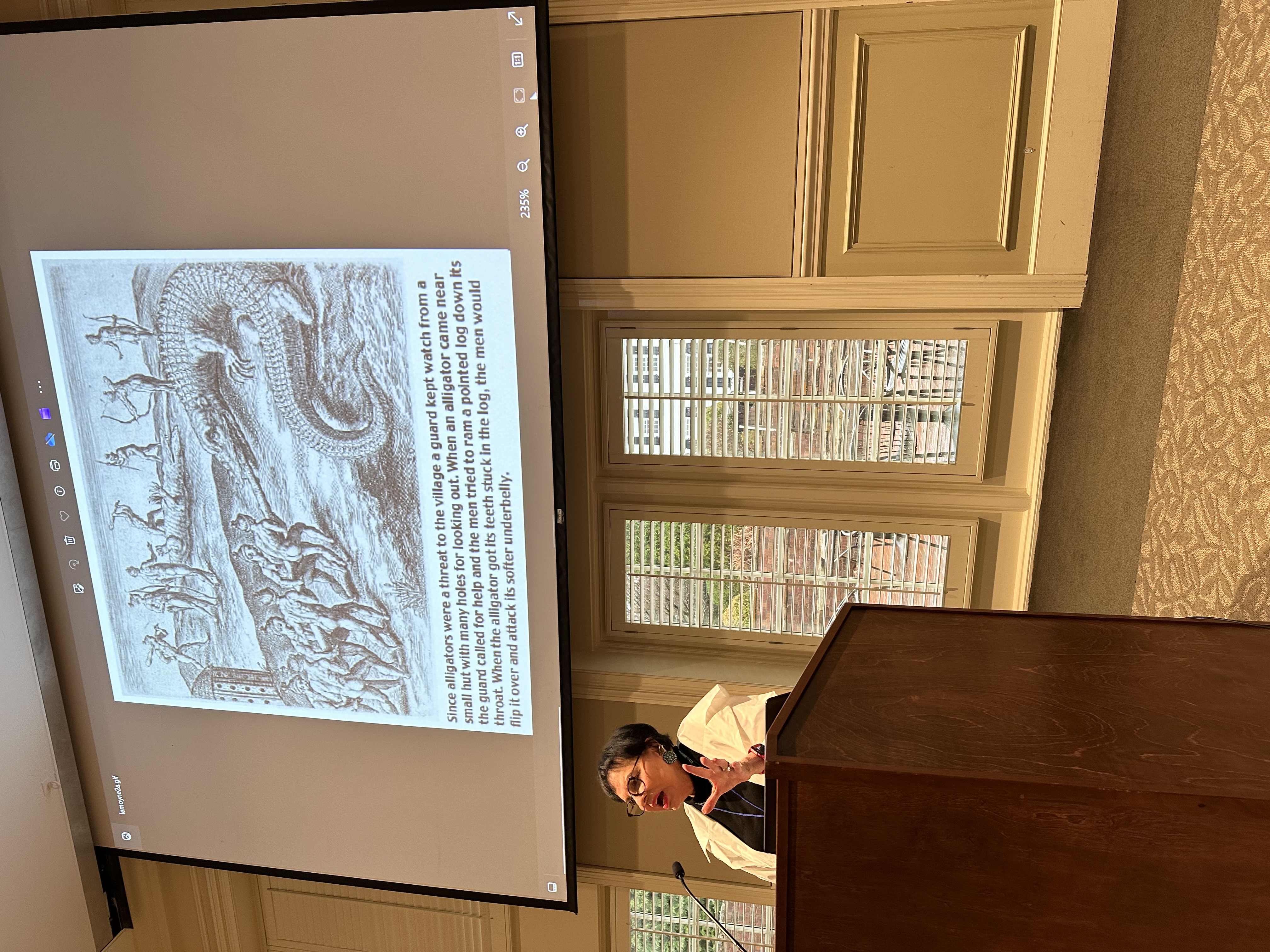 Dr. LeAnne Howe presenting at the  Southeastern American Society for Eighteenth-Century Studies (photo by David Diamond)