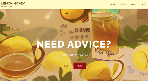 Screenshot from “Lemon Honey: An Advice Blog,” by Livia Yau, summer 2022
