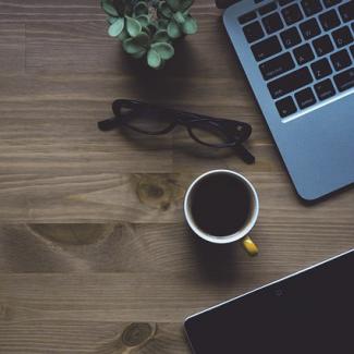 computer coffee glasses