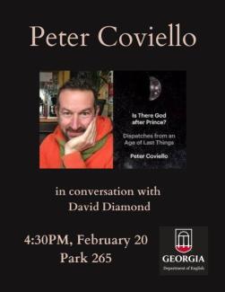 Peter Coviello In Conversation With David Diamond at 4:30 PM on 2/20/24 in Park 265